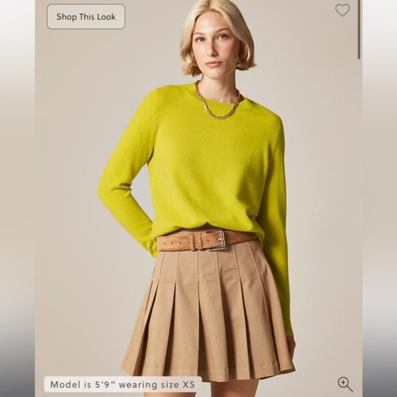 J.Crew Cashmere classic-fit crewneck sweater Burnished Chartreuse - Picture 1 of 7